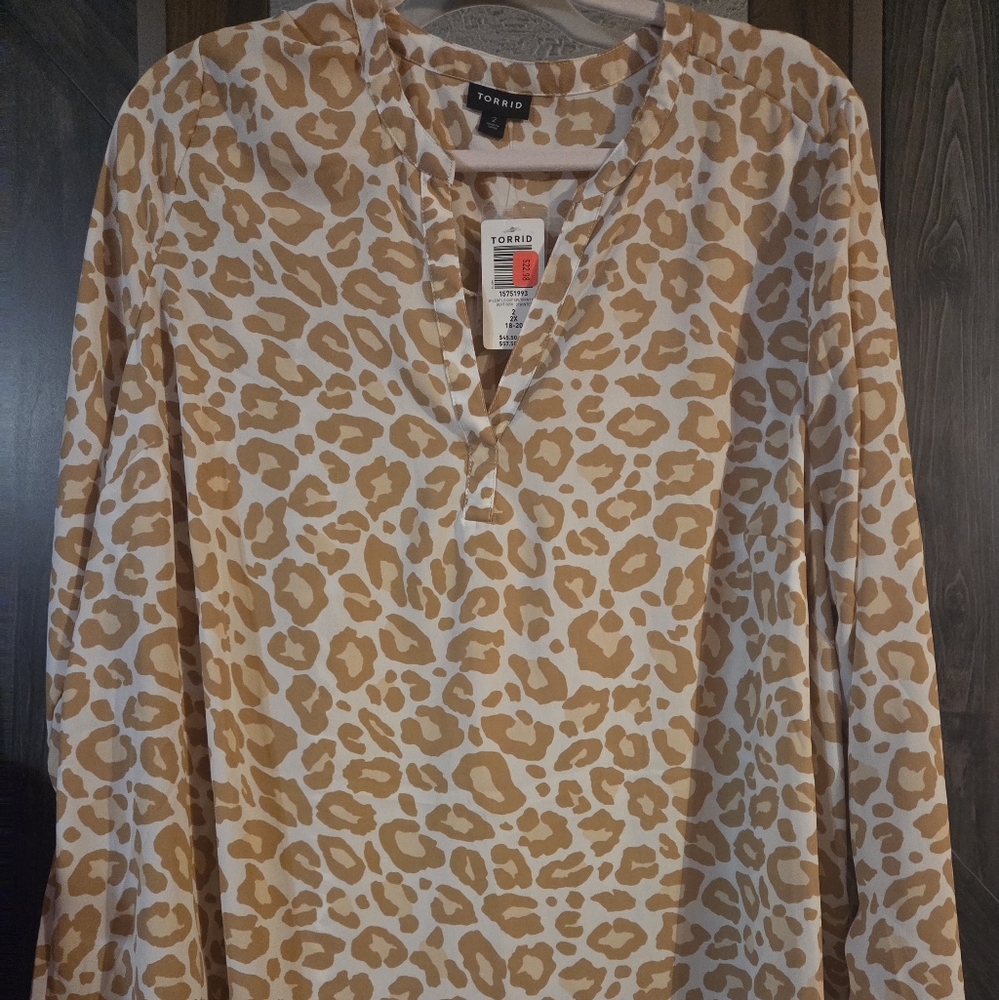 Torrid Tan and Cream Animal Print Top